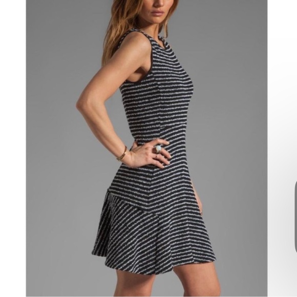 Theory Nikay Purposeful Striped Sleeveless Dress Tweed Fit & Flare Flounce - Picture 3 of 9